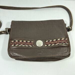 Force Ten West Western Southwest Crossbody Bag Brown Leather Organizer Purse